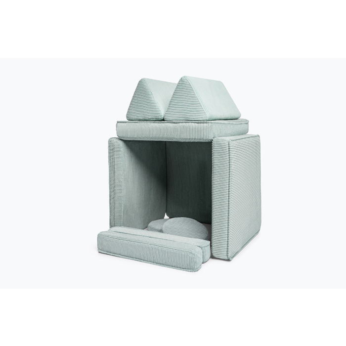 Peppermintfarbenes Cord-Playsofa – modernes Kindersofa zum Spielen und Entspannen